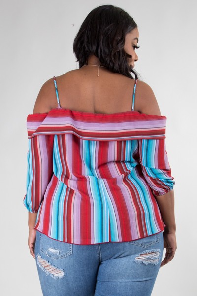 COTTON CANDY STRIPE OFF THE SHOULDER BLOUSE - Bodied Clothing