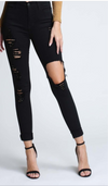 BLACK OUT DISTRESSED SKINNY JEANS - Bodied Clothing