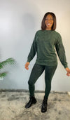 ARMY GREEN MINERAL WASH LONG SLEEVED PULL OVER TOP