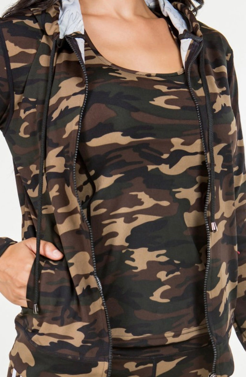 Camouflage 3pc Activewear Set-olive
