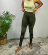 OLIVE MINERAL WASH SPORT CROP TOP - Bodied Clothing