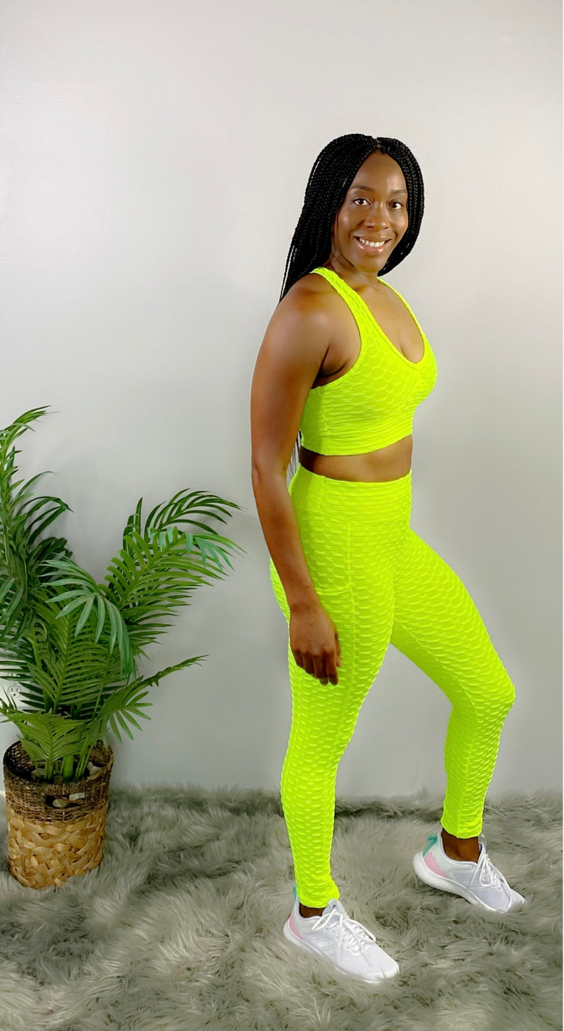 LET'S TURN HEADS ACTIVE SPORT BRA- neon green - Bodied Clothing