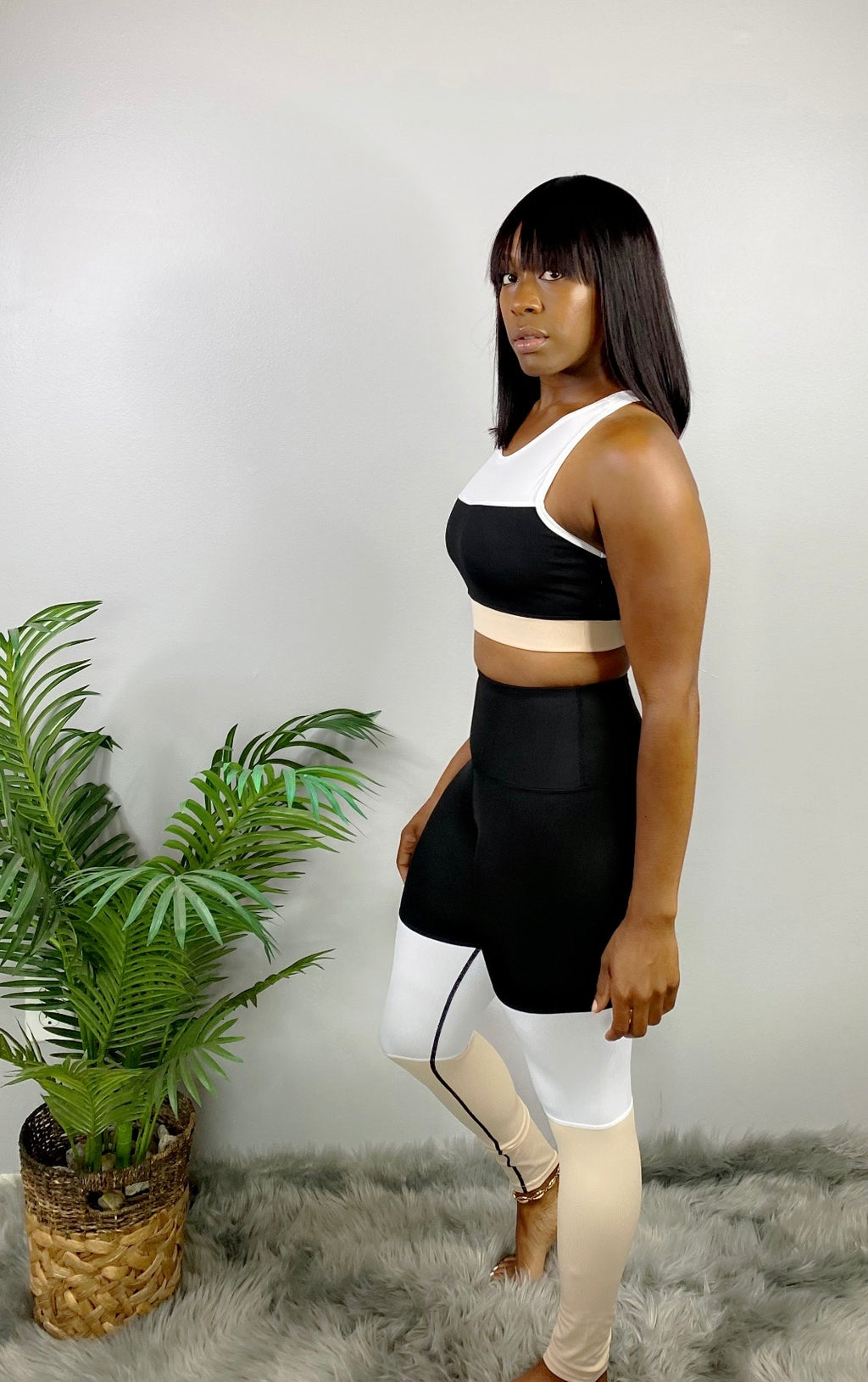 NEUTRAL COLORBLOCK HIGH WAIST LEGGINGS - Bodied Clothing