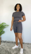 Basic Biker Shorts 2 pc Set-charcoal