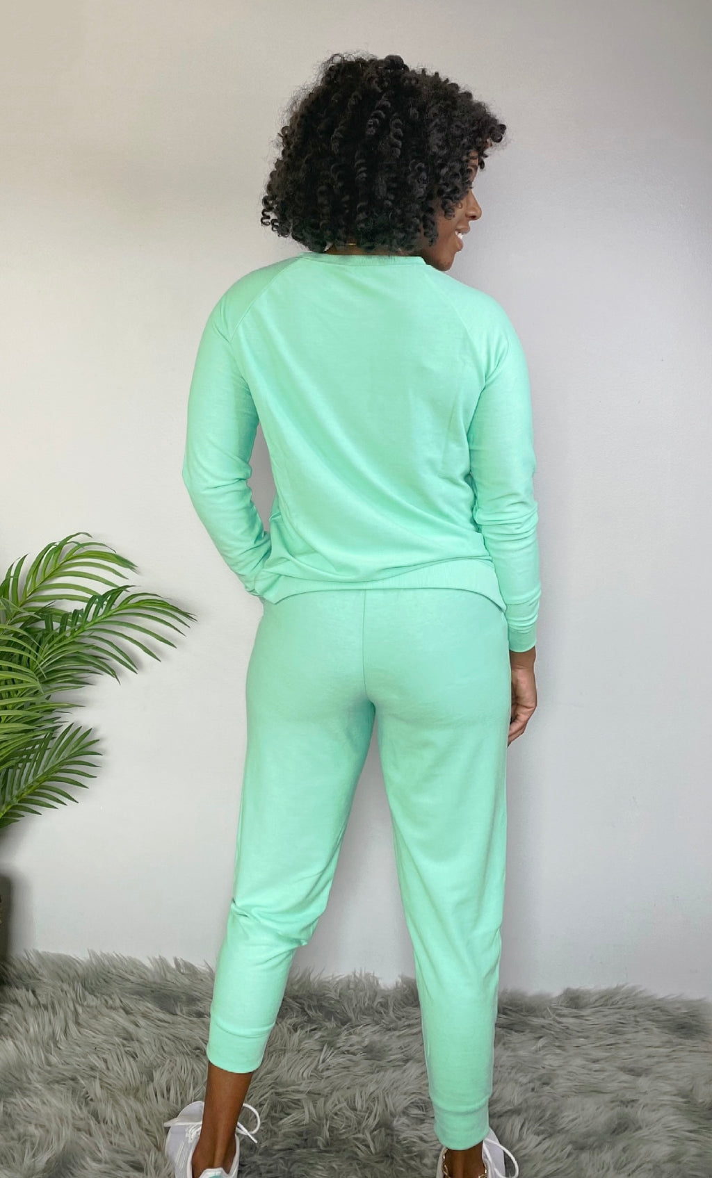 French Terry Drawstring Joggers w/ Pockets-mint