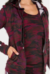 Camouflage 3pc Activewear Set-burgundy