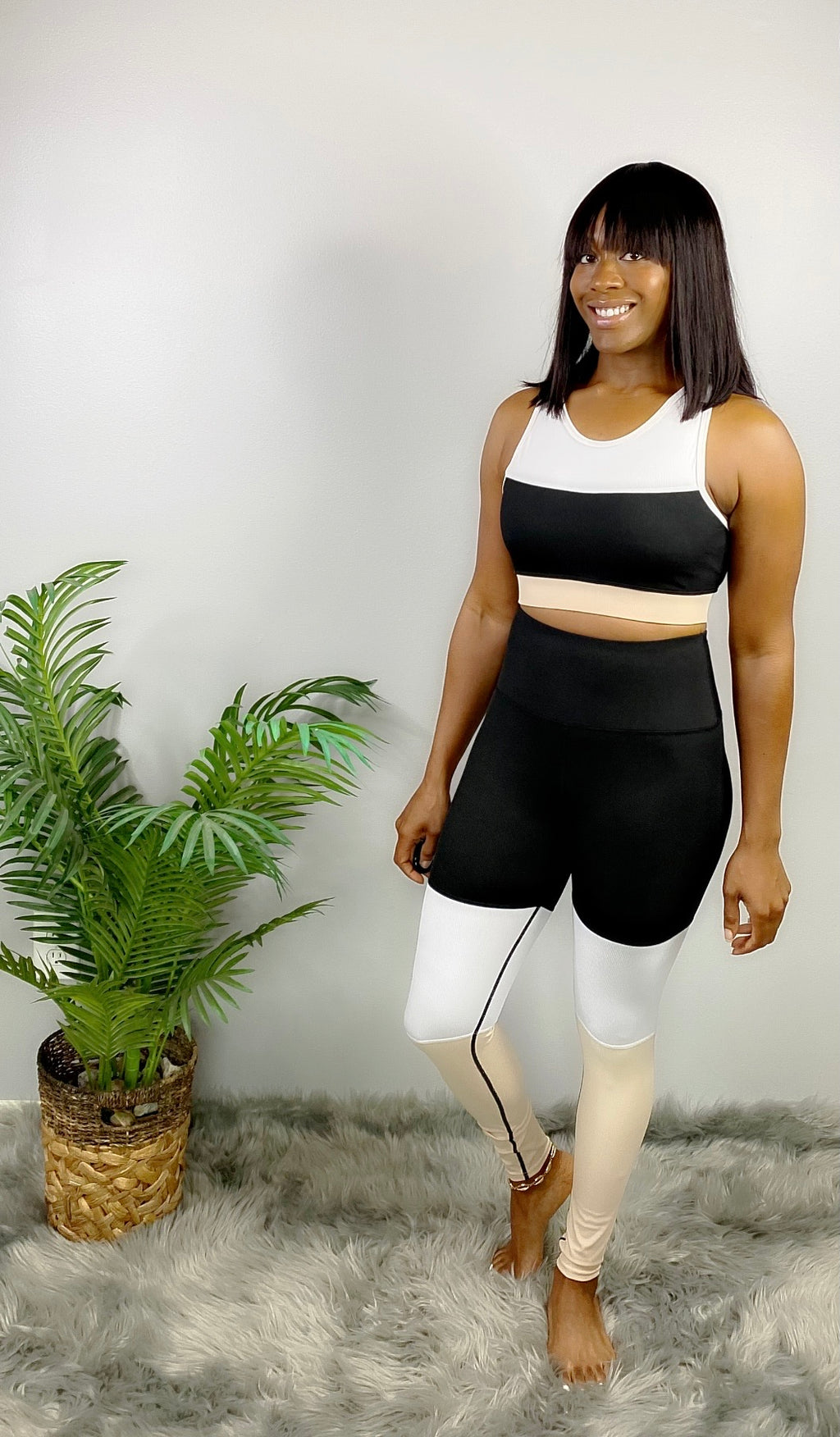 NEUTRAL COLORBLOCK SPORT BRA - Bodied Clothing