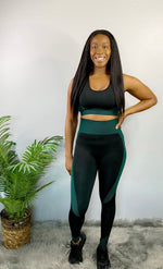 High Waist Compression Leggings-Green - Bodied Clothing