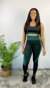 High Waist Compression Leggings-Green - Bodied Clothing