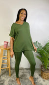 FALL PREMIUM MICROFIBER V NECK LOUNGE TOP ONLY-Olive
