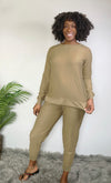 French Terry Long Sleeved Top-khaki