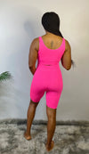Seamless high waisted active biker shorts-pink