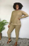 French Terry Long Sleeved Top-khaki