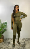 OLIVE SEAMLESS FALL CROP TOP