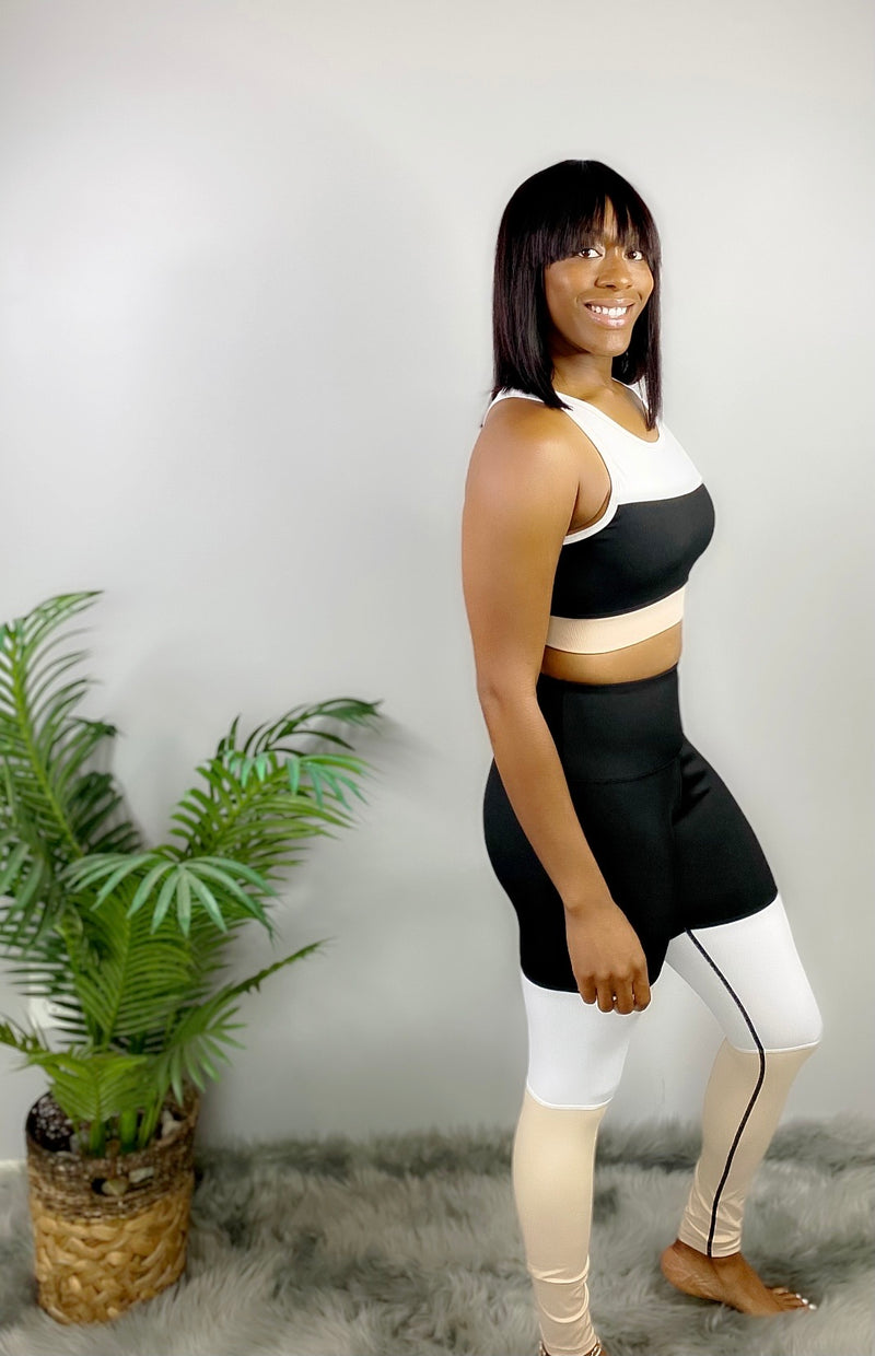 NEUTRAL COLORBLOCK HIGH WAIST LEGGINGS - Bodied Clothing